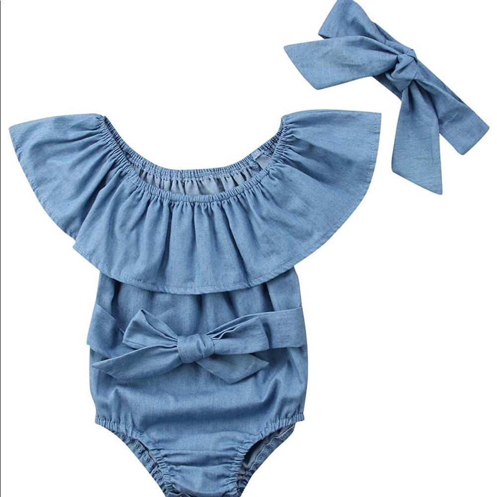The RUBY Baby Girl Denim Romper Bodysuit